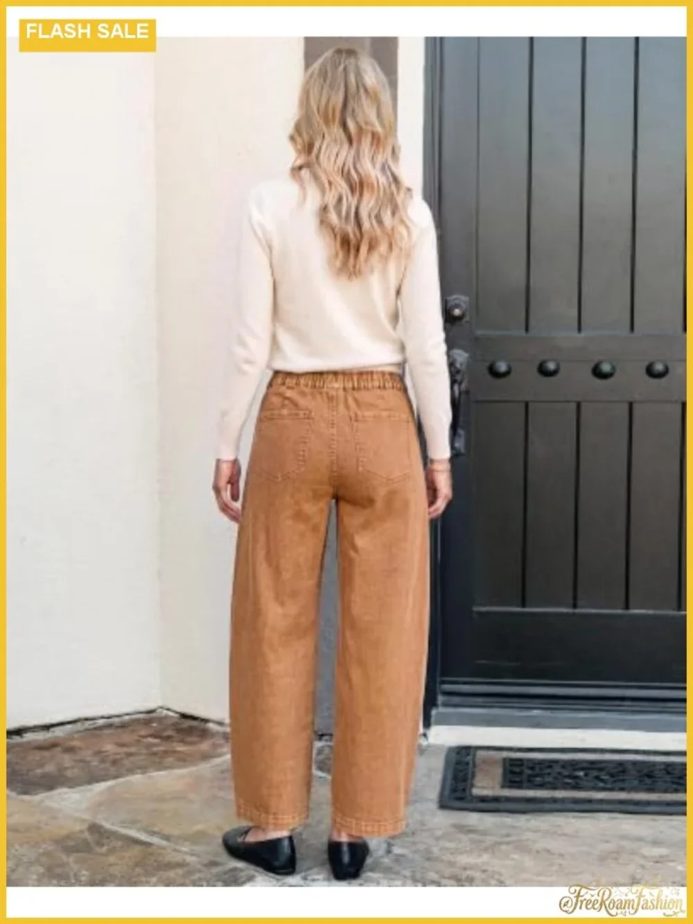 Baggy Barrel Jeans for Women High Waist Stretchy Pull On Denim Pants